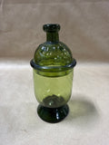 Hand Blown Green Glass Sugar Bowl