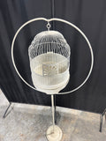 Shabby Chic Vintage Metal Bird Cage with Cast Iron Floor Stand