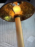 Pair of Chapman Cast Brass Buffet  Candlestick Lamps with Original Black Shades (WORKS)