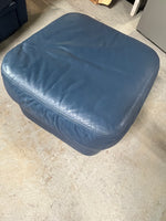 Blue Vinyl/Faux Leather Chair and Ottoman