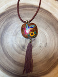 Butterfly Pendant on Braided  Necklace with Tassel