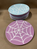 Pastel Colored Spider Web Plates - 7 Pieces
