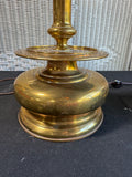 Pair of Chapman Cast Brass Buffet  Candlestick Lamps with Original Black Shades (WORKS)