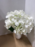 White Ceramic Dansk Vase With Faux Flowers