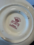 (FF) Mason’s England Vista Pink China Round Gravy Boat with Attached Saucer