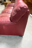 Natuzzi Leather Sofa, deep red tone