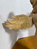Hand Carved Cherub Playing Harp READ DESCRIPTION