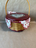 “Be My Valentine” Longaberger Basket With Liner And Doves On Lid - Comes With Box