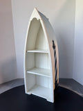 Wooden Boat Shaped 3-Tiered Shelf with Hand Painted Lighthouses
