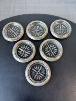 6-Piece F.B. Rogers Sterling Silver & Pressed Glass Coasters