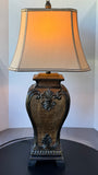 Faux Animal Skin Ornate Large Resin Table Lamp (WORKS)
