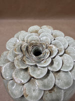 Ceramic Crackle Finish Flower Vase With Textured Floral Top For Home Decor
