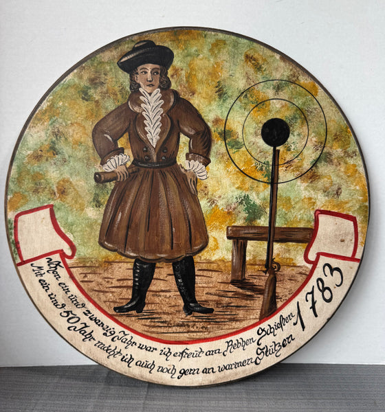 German Vintage Hand Painted Wooden Shooting Target or Decor Piece