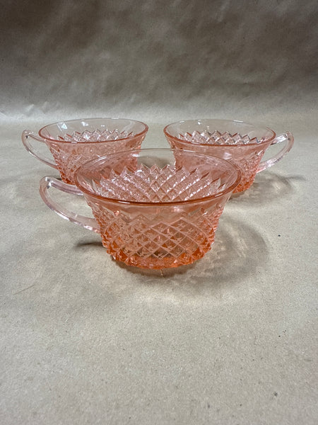 Miss America Pink Anchor Hocking Tea Cups — Set Of 3