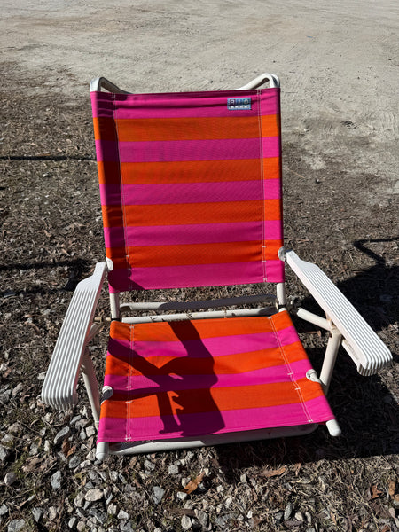 Rio Beach Striped Low Sitting Folding Beach Chair