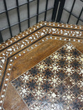 Octagonal Inlay Side Table with Folding Base