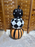 Painted Stacked Halloween Outdoor Pumpkins (A)
