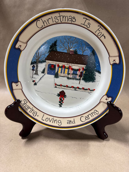 Christmas Is For Sharing, Loving And Caring Plate With Stand // 2 AVAILABLE // *** PRICED INDIVIDUALLY ****