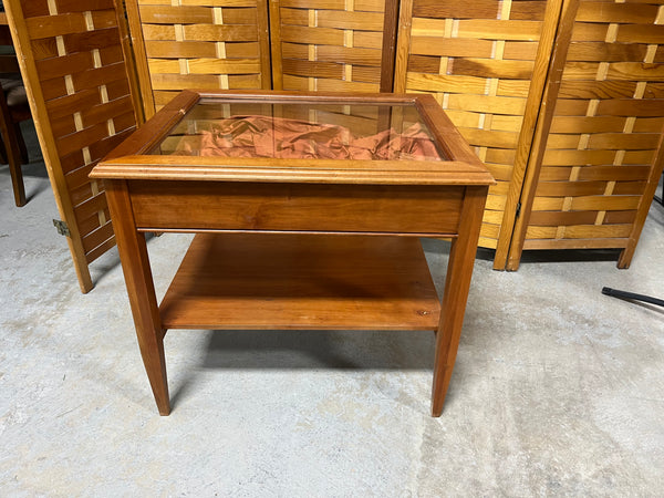 Side Table with Glass Top Display