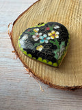 Floral Cloisonné Puffed Heart Pendant