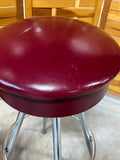 Pair of Red Seat Swivel Bar Stools, Set A