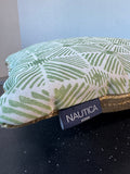 Nautical Home Green & White Geometric Throw Pillow with Woven Jute Back