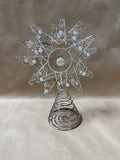 Silver Christmas Tree Topper With Iridescent Beads