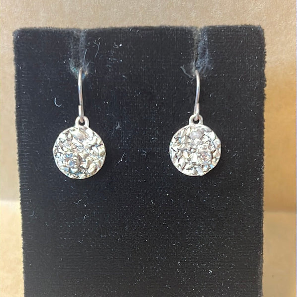 Silver Tone Nugget Earrings with Faux Diamonds