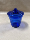 Ribbed Cobalt Blue Lidded Jar
