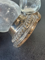 Raimond Glass Salt & Pepper Shakers with Sterling Silver Bases