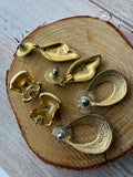 Trio of Black Enamel Gold Tone Earrings (D)