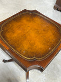 Vintage Accent Table with Leather Inlay, on Casters