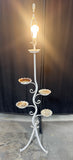 White Painted Metal Vintage 3-Way Floor Lamp with Candle or Plant Holder Tiers (WORKS)