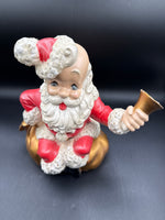 Ceramic Christmas Santa Claus With Bell Music Box WORKS