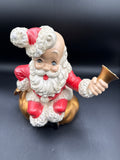 Ceramic Christmas Santa Claus With Bell Music Box WORKS