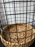 Farmhouse Style Round Woven Seagrass & Wire Storage Basket or Hamper