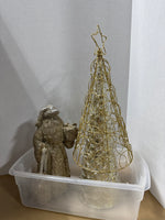 Lot Of 3 Gold Glittery Christmas Items
