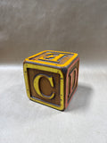Wooden ABC Block Piggy Bank With Kennedy Half Dollar Coins *READ DESCRIPTION*