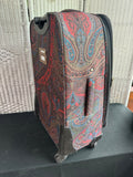 Chaps Paisley Rolling Suitcase with Brown Leather Trim