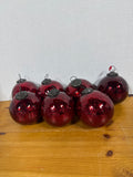 7 Deep Red Mercury Style Heavy Ornaments With Silverplate Caps