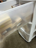 100+ Rubber Stamps in Sterilite 3 Drawer Plastic Rolling Storage Bin (B)