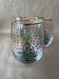 Spode Stemless Wine Glass Set - 4 Glasses - Appears Unused