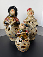 Kirklands 3-Piece Snowman Tealight Luminary Glazed Ceramic Family