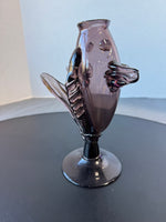 Amethyst Blenko Style Blown Flass Open Mouth Fish Vase