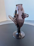 Amethyst Blenko Style Blown Flass Open Mouth Fish Vase