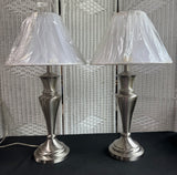 Pair of Stiffel Brushed Nickel Table Lamps (WORKS)