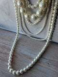 Multi-Strand Faux Pearl Statement Necklace