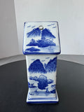 Blue & White Chinoiserie Ceramic Decorative Birdhouse