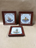 Framed Dutch Delft Style Framed Ceramic Tile - Set of 3