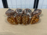 Brown Tone Glass Ornament Lot, 8 pc